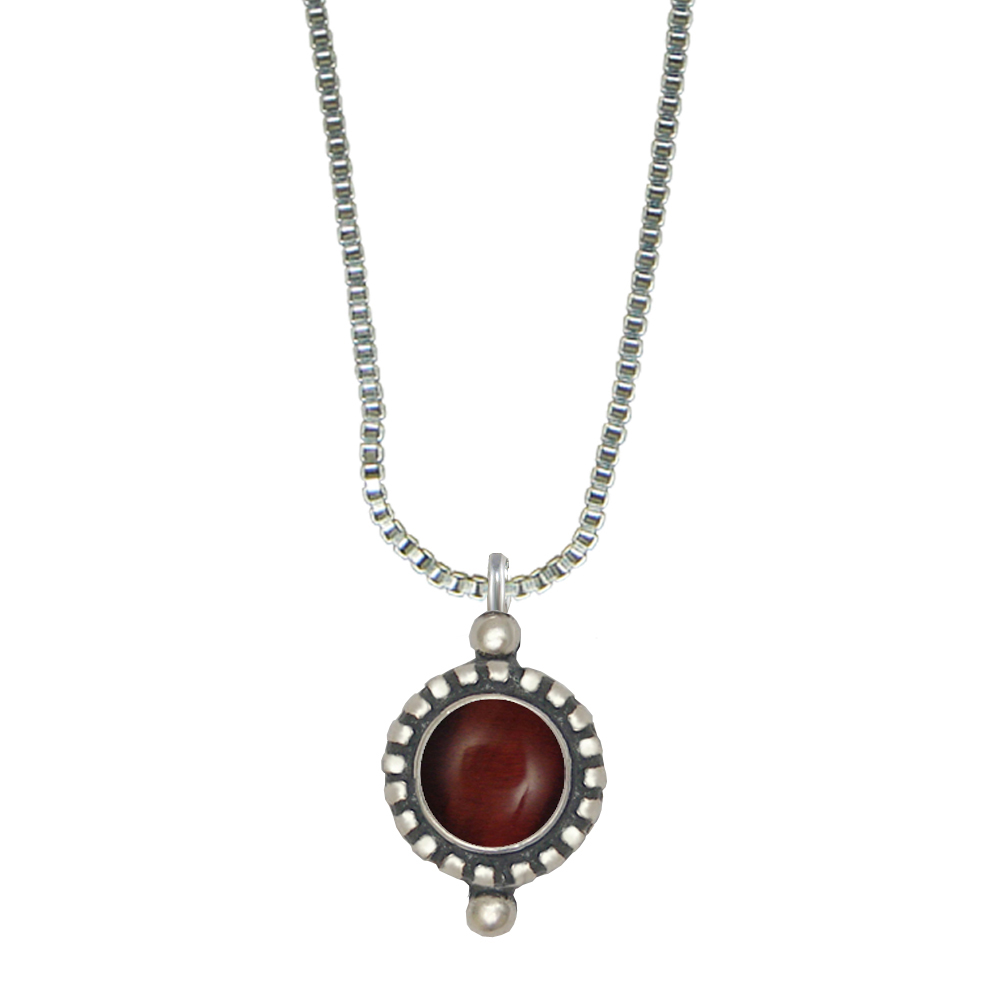 Sterling Silver Little Red Tiger Eye Pendant Necklace